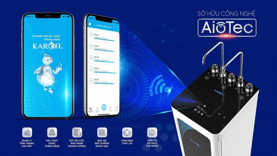 Máy lọc nước Karofi-D52 thông minh với hệ thống điều khiển từ xa